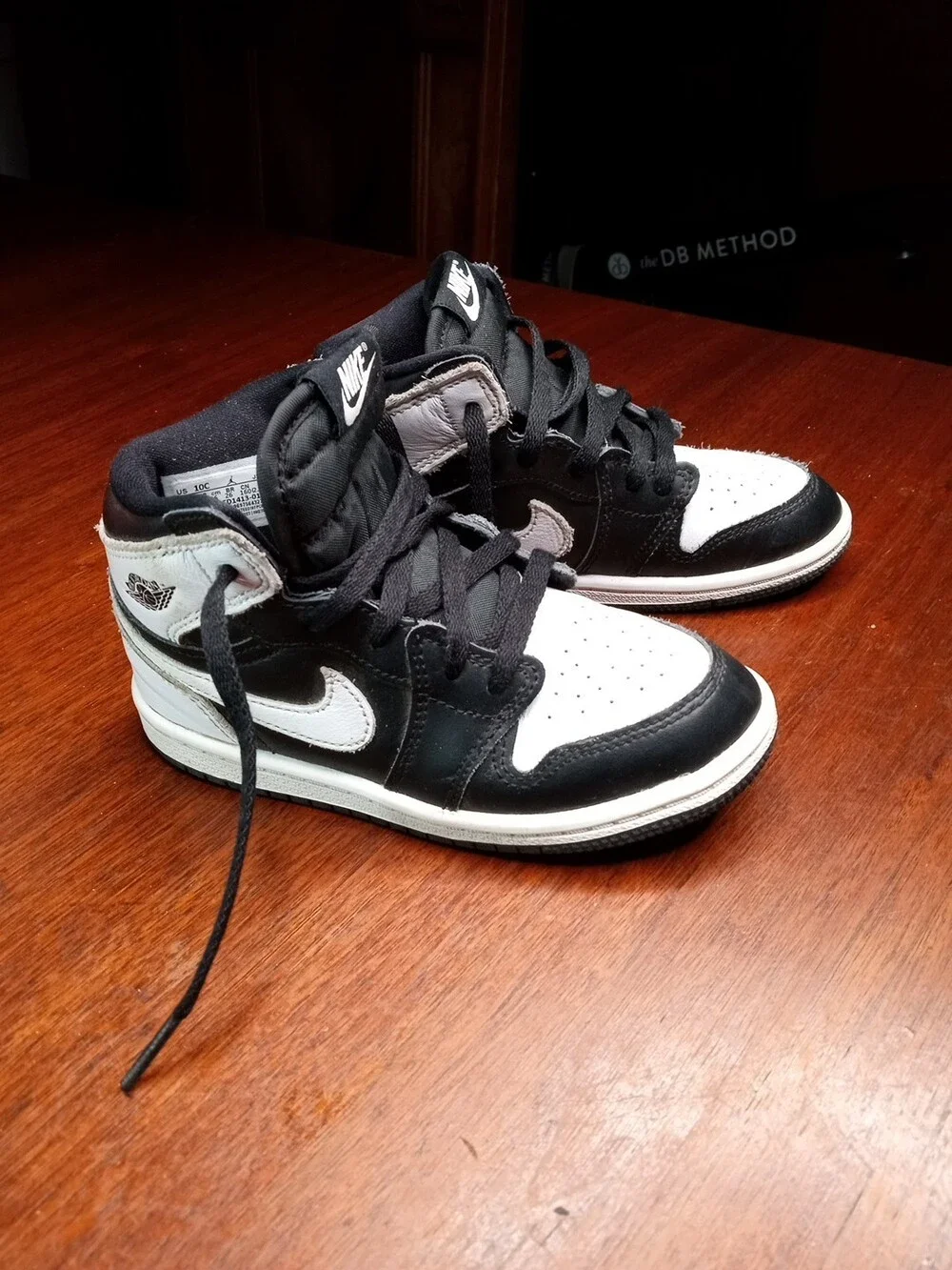 Air Jordan 1 High OG (TD) Kids Size 10C FD1413-010 Black/White Sneakers High Top